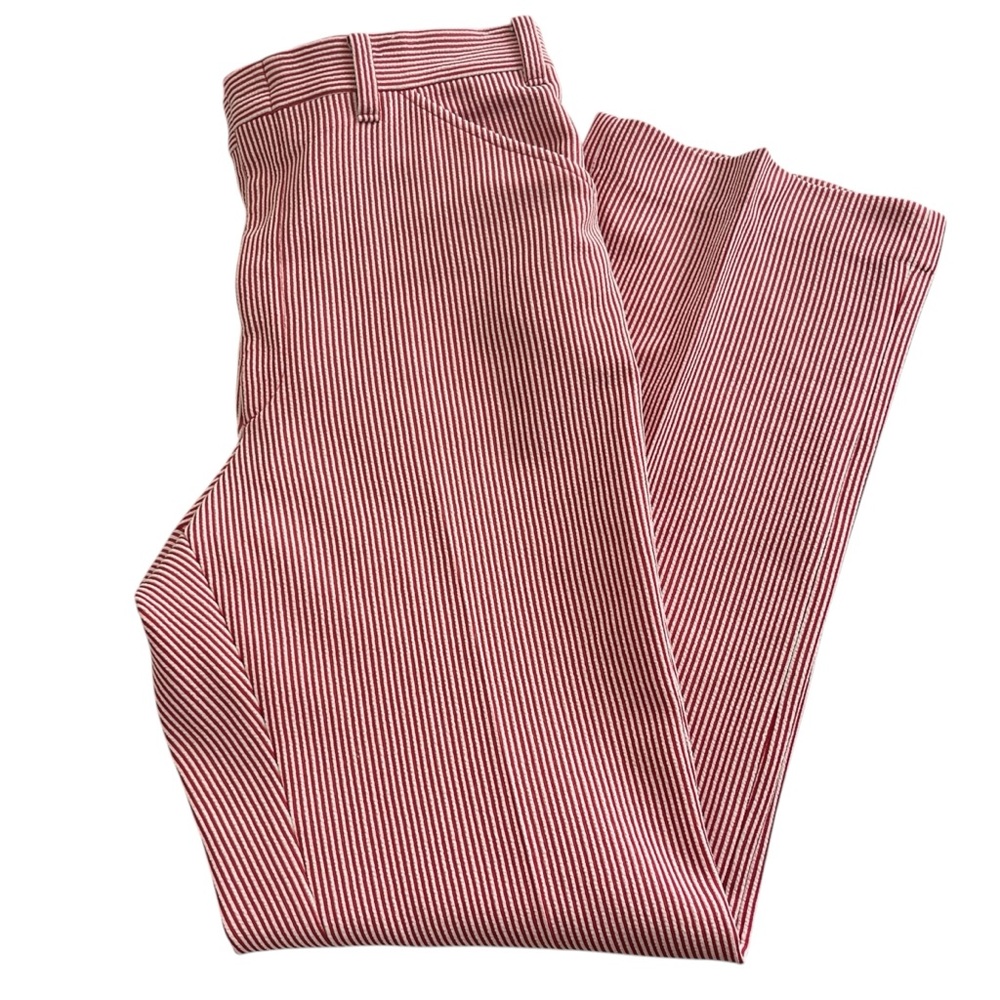 Vintage Striped Dress Pants Red White Straight Leg Colorful